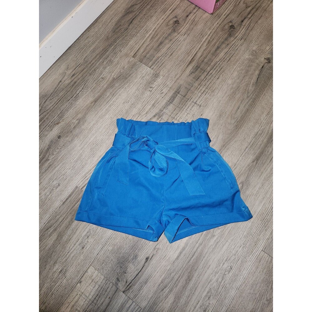 Charlotte Russe Blue High Waisted Paperbag Shorts | XSmall
